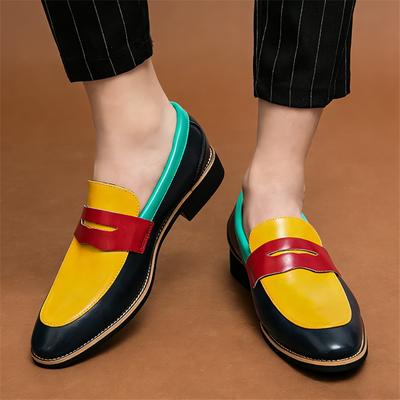 Britain Designer Mix Color Pointed Flat Oxford Shoes for Men Casual Penny Loafers Formal Dress Footwear Sapatos Tenis Masculino