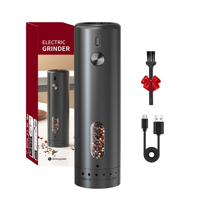 New Upgraded Electric Pepper Grinder External Adjustable Salt and Pepper Grinder Set USB Rechargeable Automatic Refillable Mills