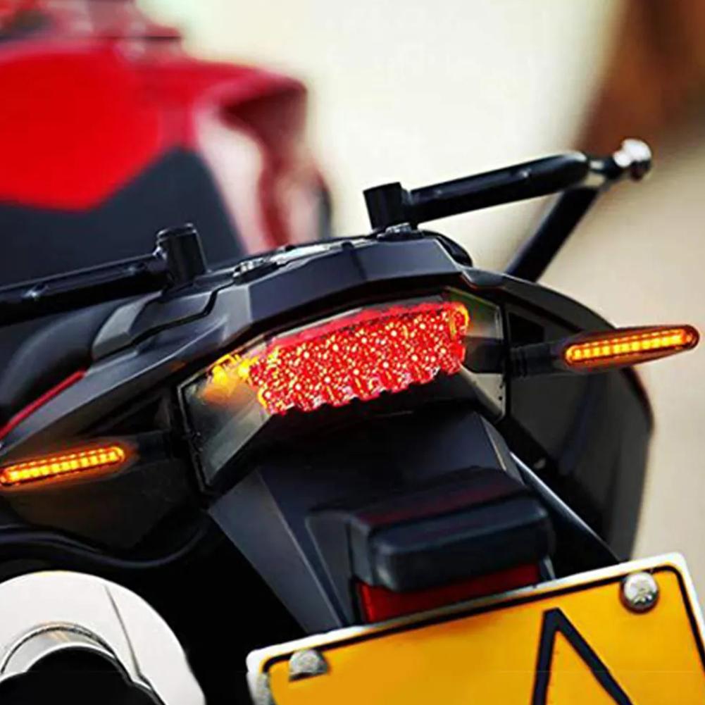 2pcs Multi-functional Motorcycle Turn Signal IP68 12V LED Portable Line Strip Running Horse Indicator Taillight Flash