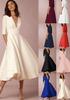 2024 High-End Autumn/Winter Sexy Deep V Short-Sleeved Mid-Length Dress