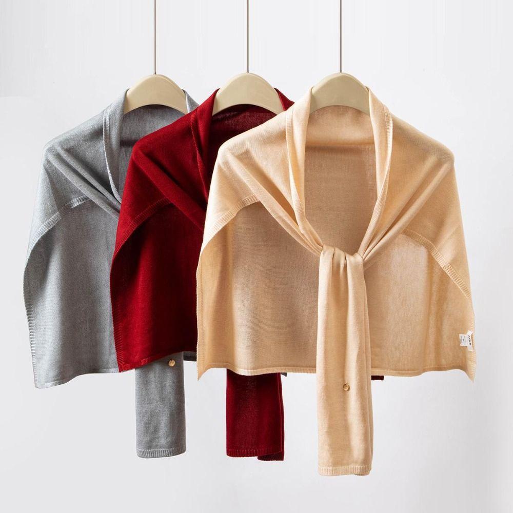 Thin Knitted Neck Wrap Cloak Triangle Scarf Simple Crochet Scarves Clothes Decoration