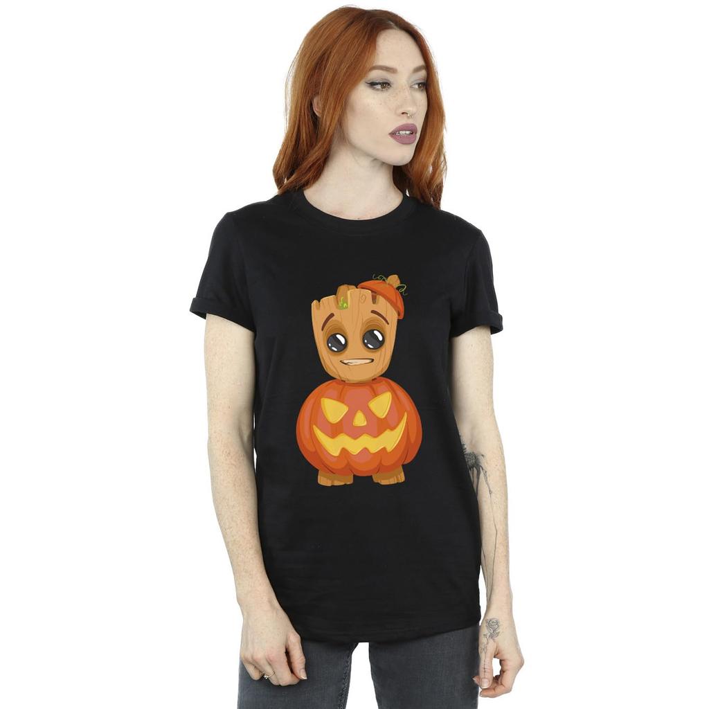 I Am Groot Womens/Ladies Groot Pumpkin Cotton Boyfriend T-Shirt