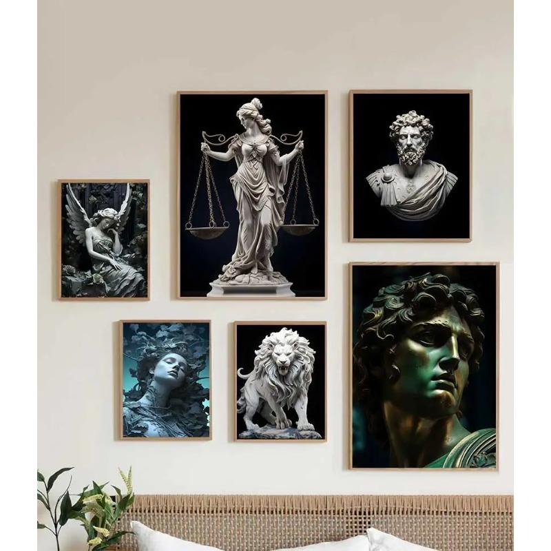 David Sculpture Lion Marcus Aurelius Sculpture Lady Justice Posters Canvas Painting Print Wall Art Aesthetic Home Decor Cuadros