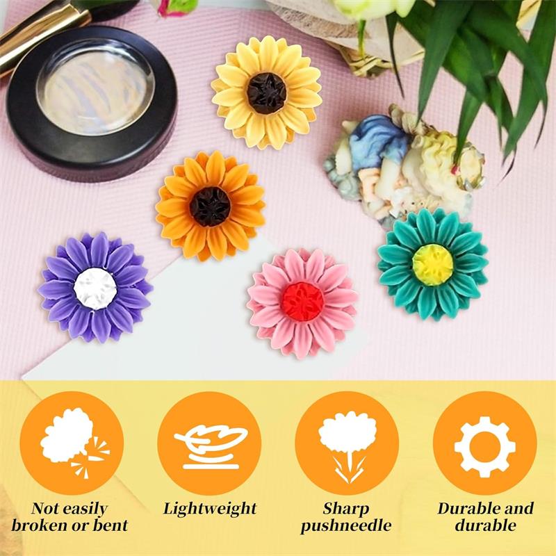 30Pcs Cute Push Pins, Flower Drawing Pins, Thumb Tacks, Pin Board Pins, Pins for Cork Board, Notice Board Pins, Cork Board Pins, Map Pins