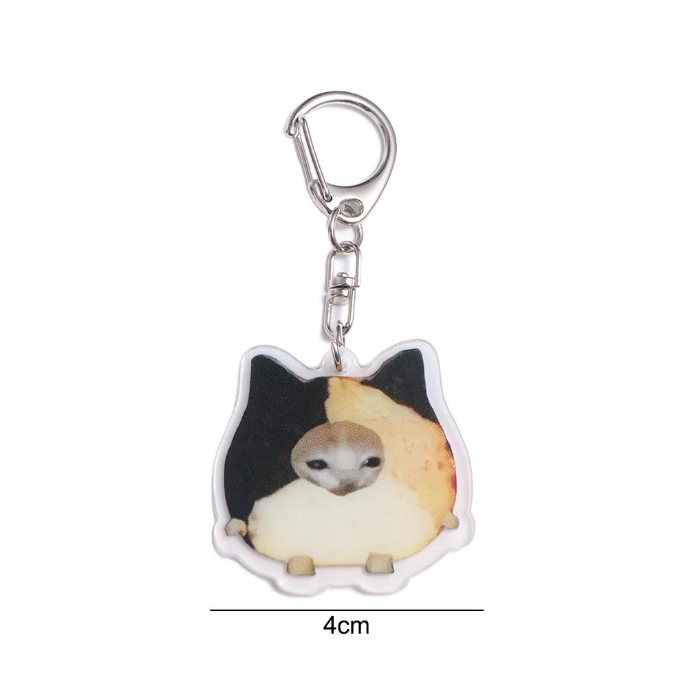 Acrylic Cat Meme Pendant Funny Banana Cat Keyring Cute Food Cat Head Keychain  Bag Hanging