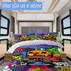 Street Style Burger and Friends Pattern Bedding,Quilt Set Quilt Cover Pillowcase Home Birthday Gift (1*duvet cover+2*pillowcase,without core)ZSJT09171