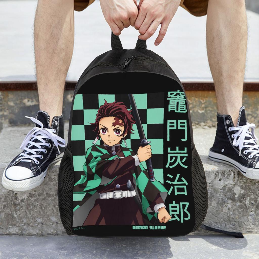 Demon Slayer backpacks Kimetsu no Yaiba Tanjiro Water Breathing Sword Daypack mochila Campus Zipper Closure Rucksack