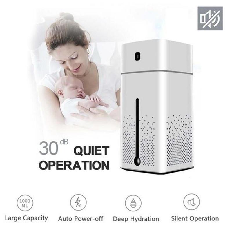 1000ML Ultrasonic Air Humidifier Facial Aromatherapy Aroma Essential Oil Diffuser Mist Purifier 7 Color LED Night Light