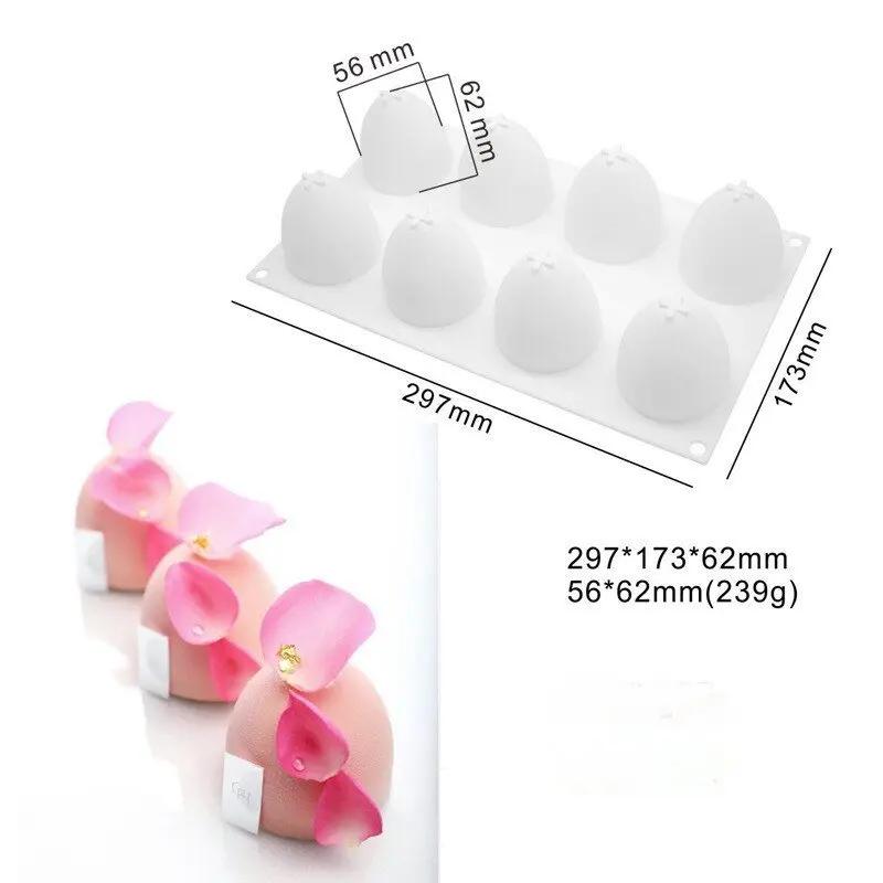 8-Cavity Egg Silicone Mold, Easter Egg Plaster Mold, DIY Aromatherapy Candle Home Decor Epoxy Resin Mold