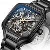 Kleine quadratische automatische mechanische Uhr Legierung Gehäuse Edelstahl Armband 30M Wasserdicht Mode Herren Leuchtend