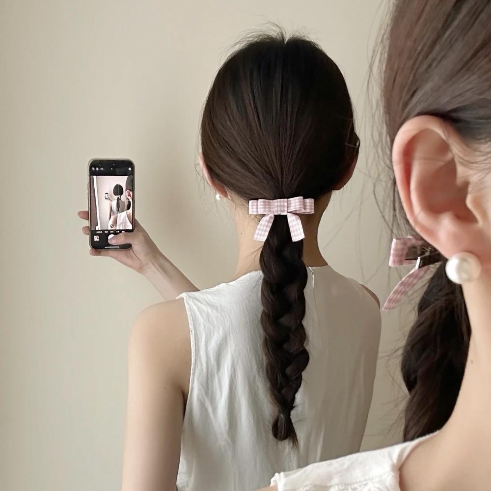 

2pcs/set Bow Hair Clip Ribbon Duckbill Clip Cute Hairpin Women