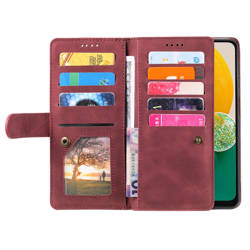 For Samsung Galaxy S25+ Case PU Leather Phone Cover with Zipper Wallet 9 Card Slots