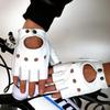 Men's & Women's Retro Half-Finger Non-Slip Cowhide Cycling Gloves for Autumn/Winter