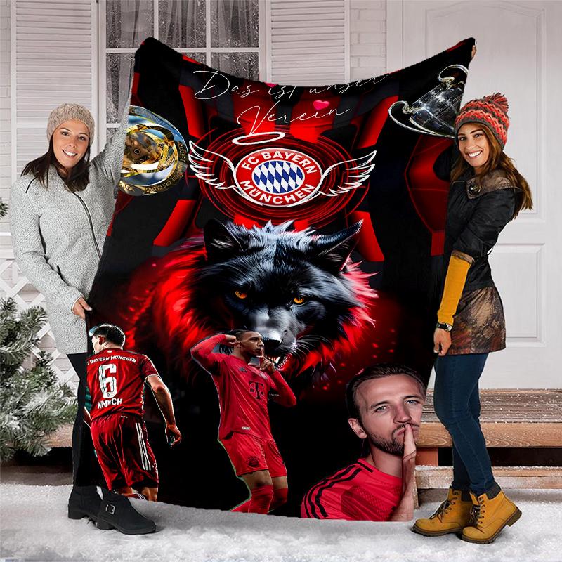 FC Bayern München logo printed throw blanket—soft,warm;versatile blanket for all seasons—perfect as &air-conditioning throw,nap blanket