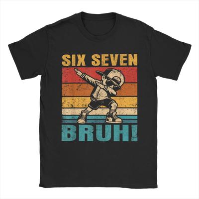 Oversized T Shirt Summer Six Seven Bruh Dabbing Boy Funny 67 Meme Slang T Shirts  Cotton Tshirt for Men Short Sleeve Top Tees
