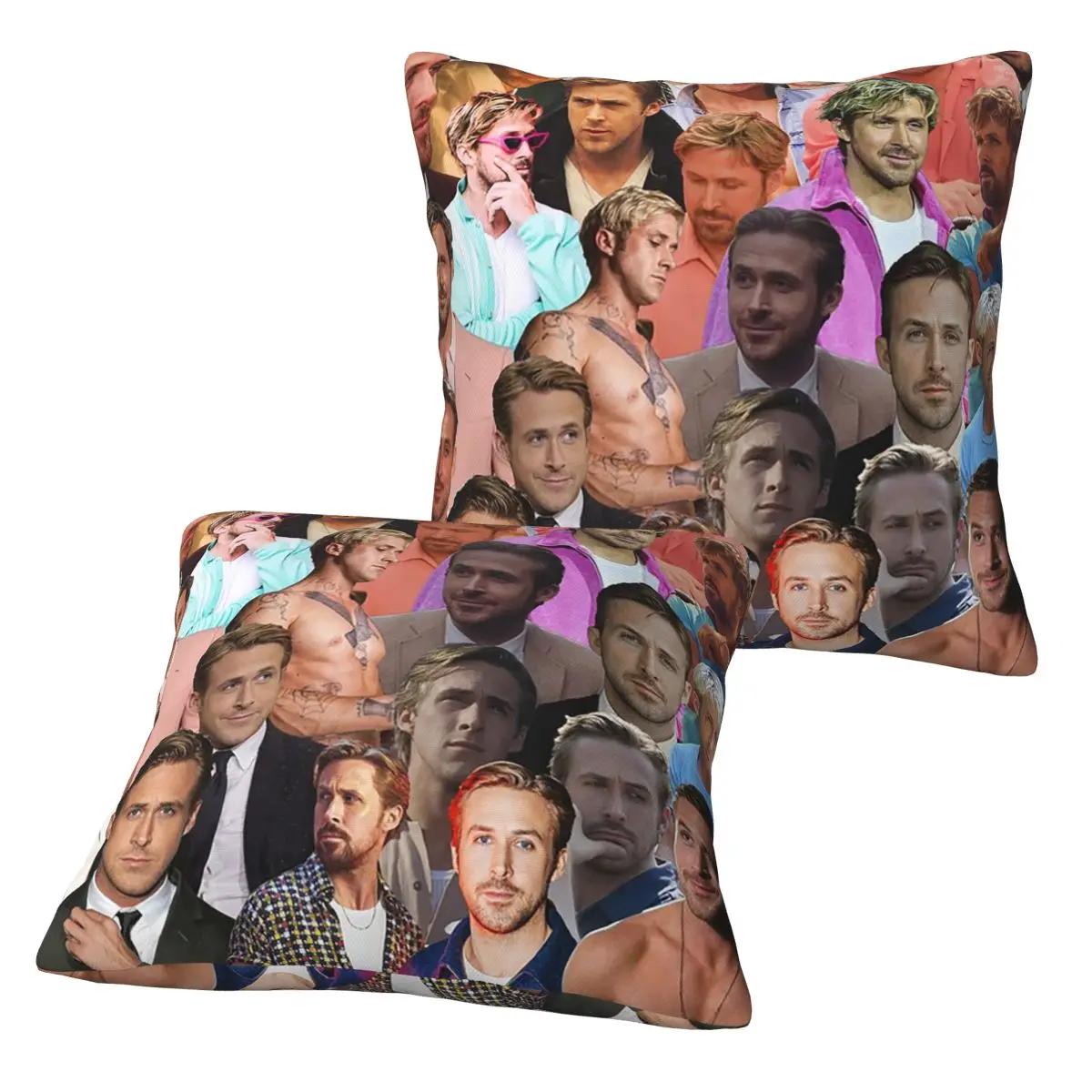 Fine Glasses Unisex Ryan Gosling Photo Collage 2 Pcs Square Pillowcase Pillow Cover Cushion Zip Decorative Comfort Throw Pillow For Home Sofa