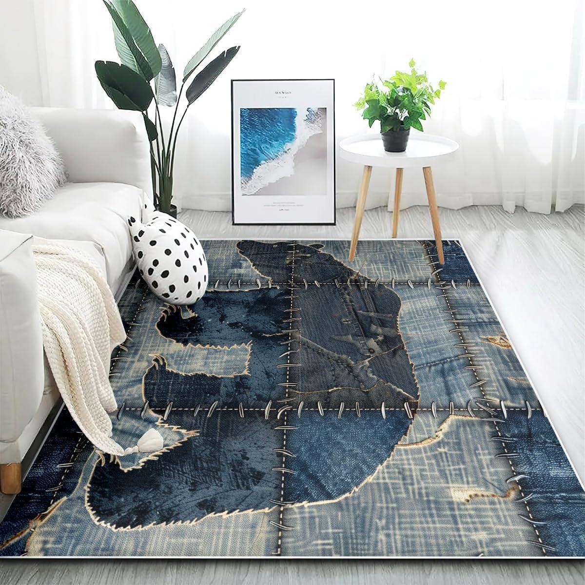 

Ковер с рисунком ретро-джинсы для гостиной, роскошные ковры для украшения дома, стол, устойчивый к пятнам, нескользящий, пригодный для машинной стирки 40X60cm-16x24in