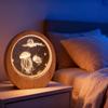 Creative 3D Night Light Wooden Base USB Powered Crystal Desktop Ornament Inner Carving Desktop Decoration Table Decoration