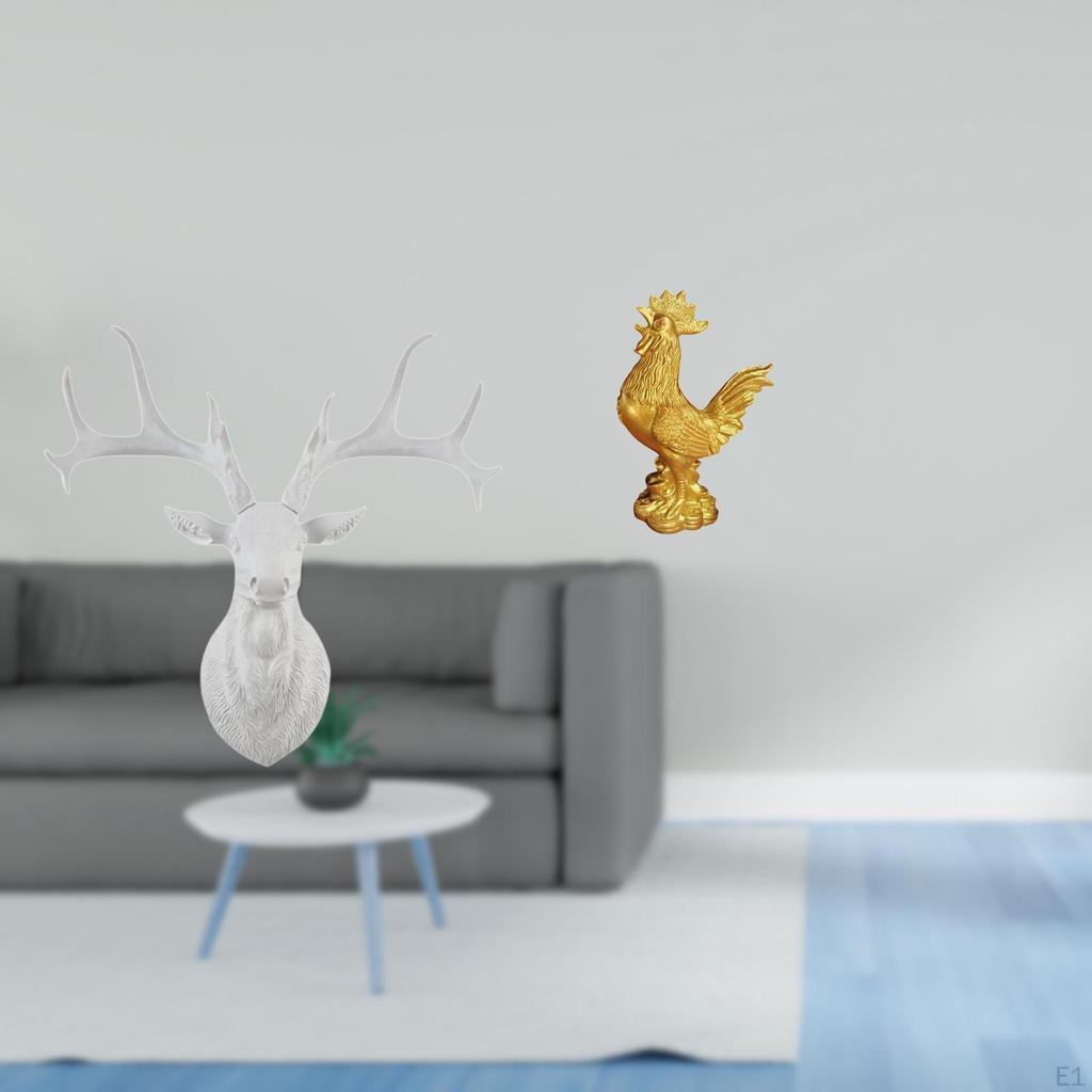 Majestic Deer Wall Sculpture Resin Collectible Boho Artwork Mount Feng Shui Decor Home Office
