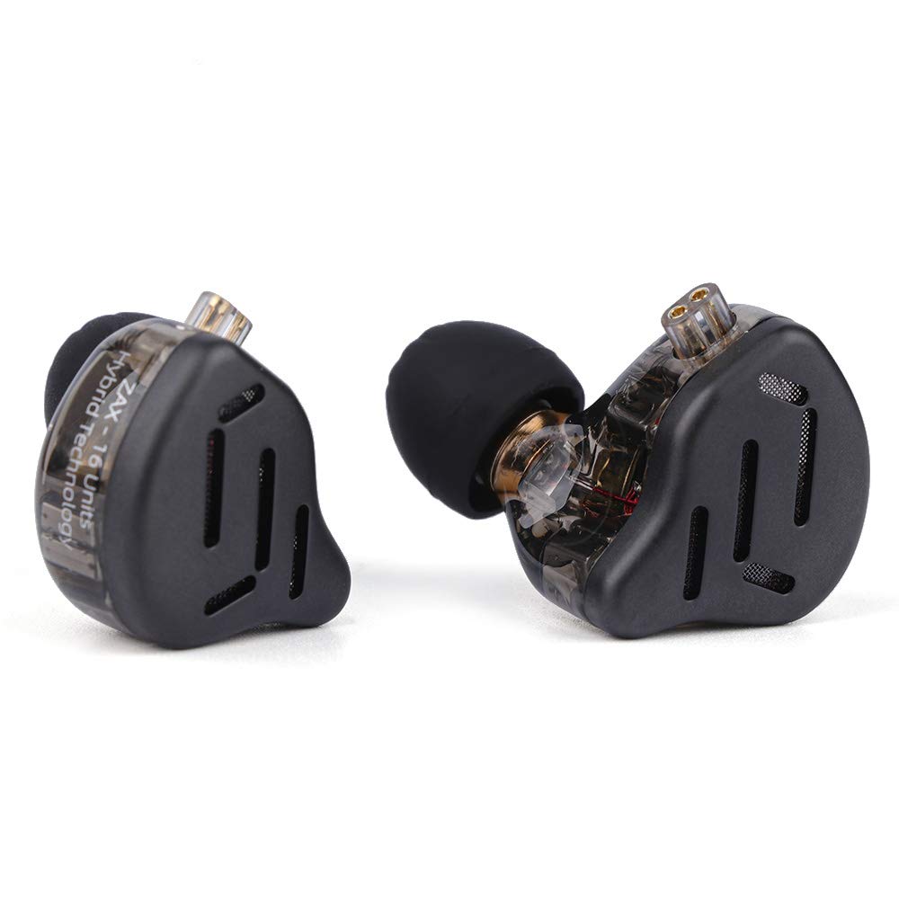 KZ ZAX (7BA+1DD) Hybrid HiFi Earphones, Made in China with 10mm PEK Dynamic Drivers and 7 Original Balanced Armature Drivers (No Mic, Black)