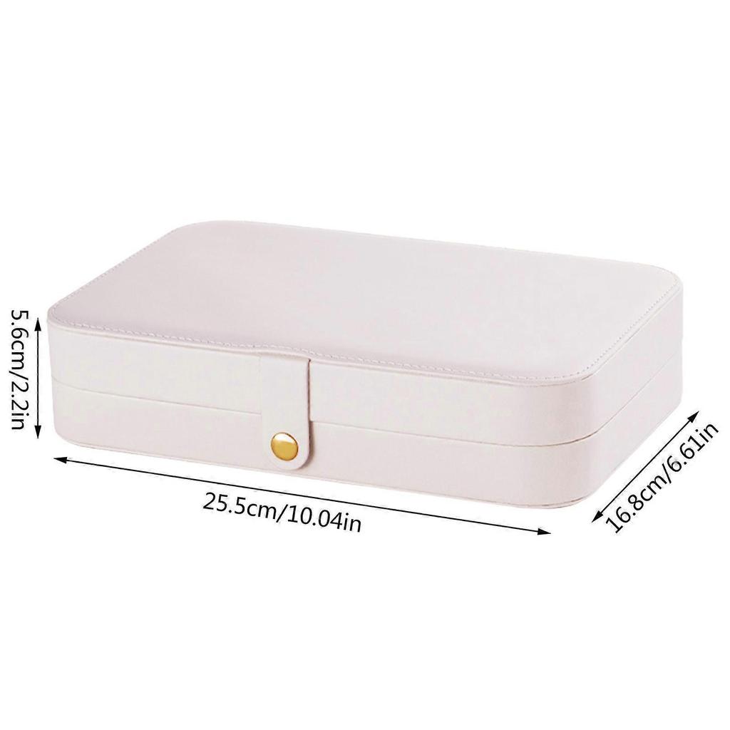 Jewelry Box with Compartment Jewelry Organizer Case PU Leather Jewellery Container Practical Bedroom Dresser Organizer  White