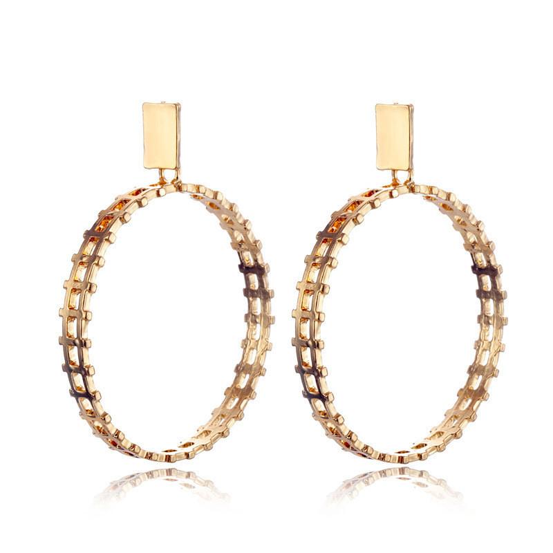 Plated Gold Stylish Geometric Earrings Trendy Street Style Jewelry Musthave