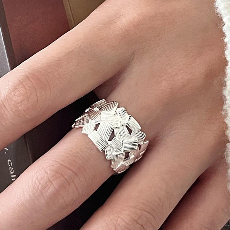 PANJBJ Real 925 Silver Retro Round Ring For 2 Rigns Women Chain Vintage Fine Jewelry Minimalist Accessories Gift