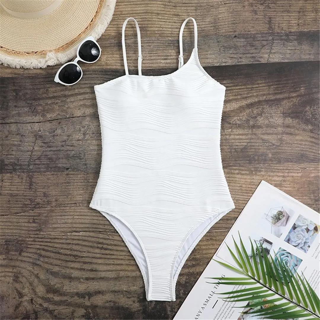 

3 цвета сексуальный асимметричный морщинистый женский купальник цельный купальник женский высокий вырез ноги мягкий купальный костюм для плавания L белый