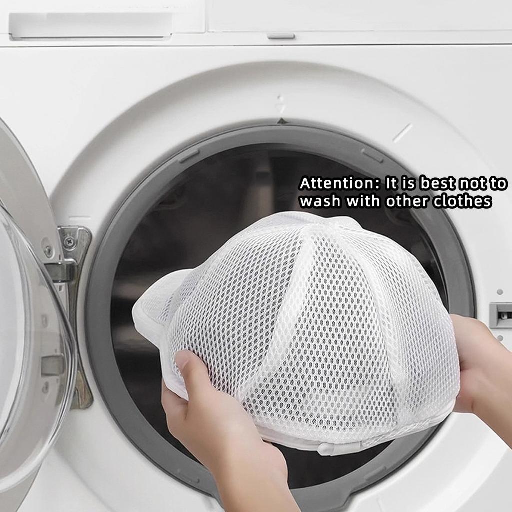 Washing Machine Hat Laundry Bag Cap Protector Washing Bag Anti-Deformation Hat Mesh Storage Organizer Zip Bags With Frame