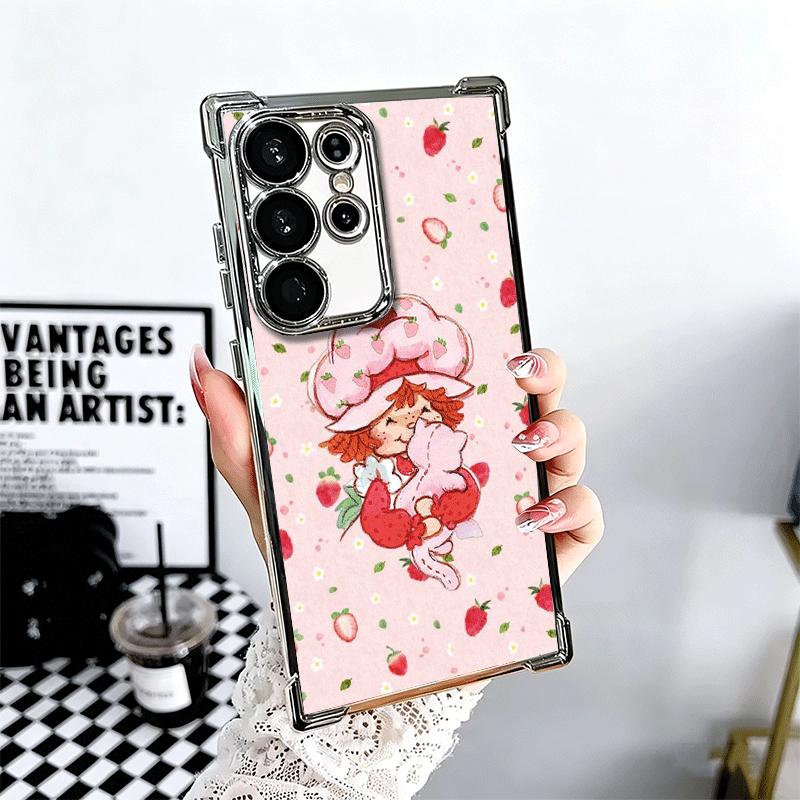 Strawberry Sh-SHortcake Soft Phone Case For Samsung Galaxy S26 Ultra S25 Edge S24 FE S23 Plus S22 S21 + S20 Plating Anti-Fall Fu