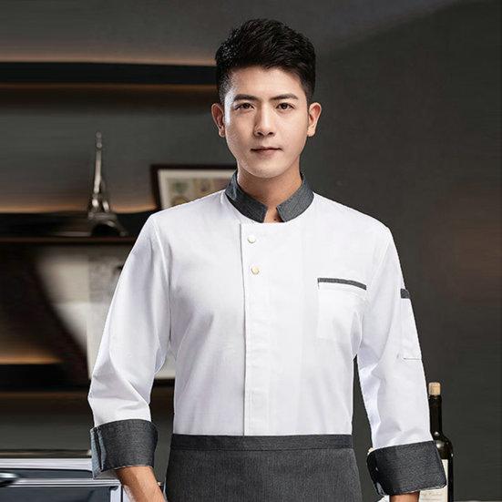 Chef Jacket Trendy Stand Collar Lightweight Chef Shirt Unisex Adult Kitchen Chef Coat Chef Uniform Pastry Clothes