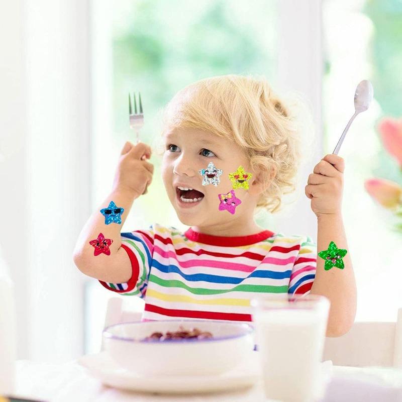 500pcs/roll Laser Star Smile Stickers Per Roll 25mm Reward Chart Decals Cute Labels for Kids Teachers Reward Stickers Decoration