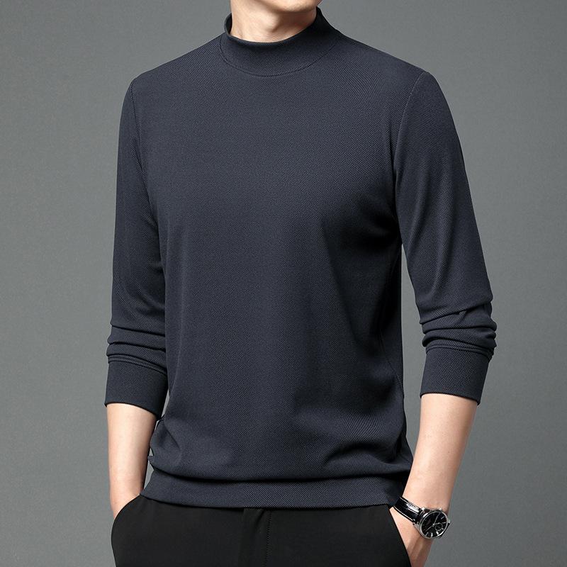 Men's Sweater Men's Autumn Mid-Autumn Turtleneck Bottom Shirt Youth Casual German Velvet Long Sleeve T-Shirt Knitted Sweater
