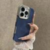 Applicable to iPhone17PROMAX mobile phone case, denim pattern electroplating large hole patch, Apple 16 anti-drop 15 protective case.