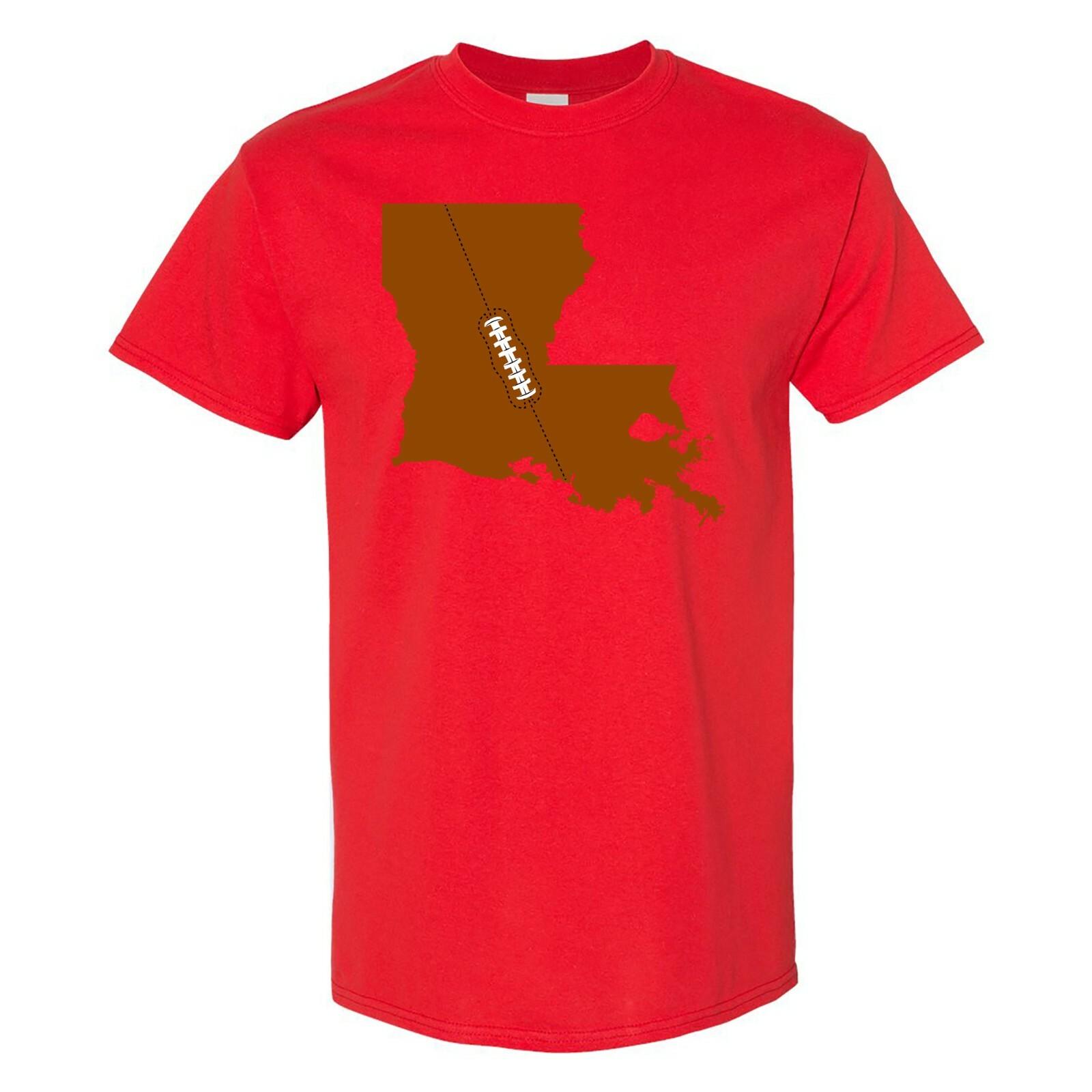Louisiana Football State Shape Hometown Pride T Shirt Red S