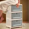 Folding Storage Box Transparent Shoe Boxes Multi Functional Living Room Organizer Case Household With Wheel Large Display Stands