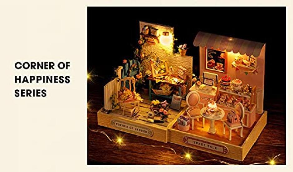 (t-FREAK) 1:32 Dollhouse 2-Piece Set DIY Kit Miniature Happiness Series (Sweet Talk QT-032 + Corner of Garden QT-33)