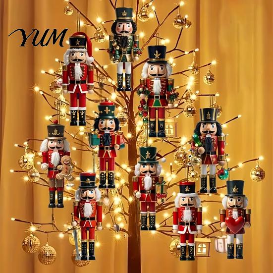 Waterproof Wood Xmas Tree Hanging Christmas Nutcracker Ornaments, Durable Wooden Figurines, Country Style Pendant Decorations Decorations, Pendants