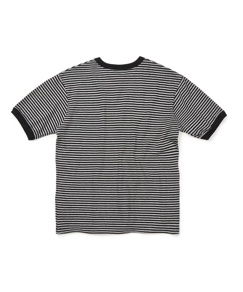 FREEMARIO Mono Stripe Ringer T-Shirt [Black]