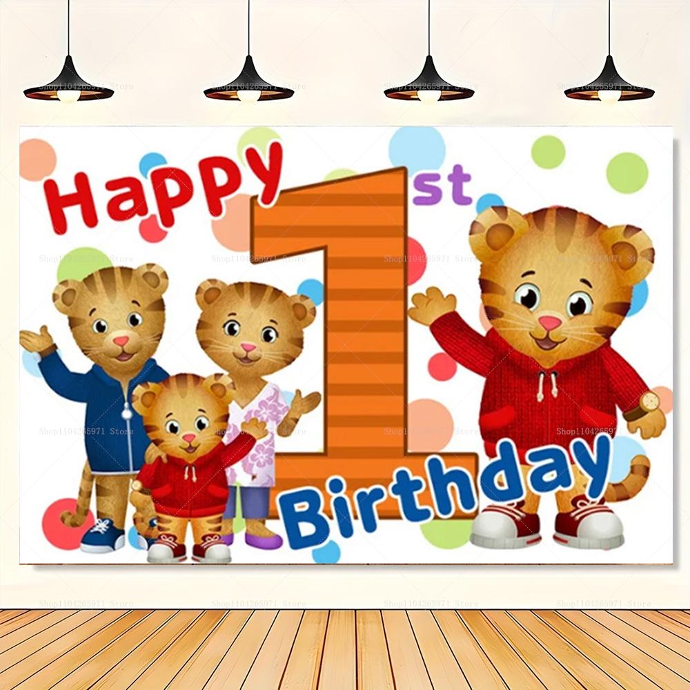 Sfondo Cartone Animato Daniel Tiger, Striscione con Tema Amici del Quartiere, Decorazione Festa Bambini, Sfondo Fotografico