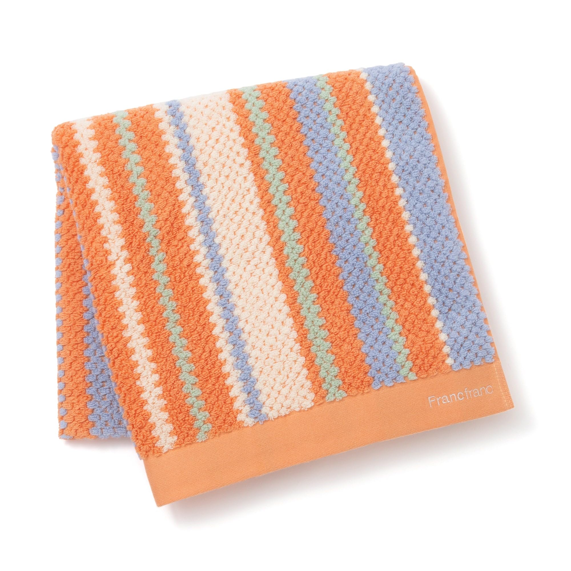 Francfranc Antibacterial and Deodorizing Cozy Jacquard Bath Large Jacquard Weave Towel, Orange, 100% Cotton, Size,