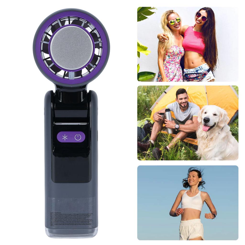 Handheld Cooling Fan with LED Display High Speed Brushless USB Rechargeable Small Fan for Home Travel Office