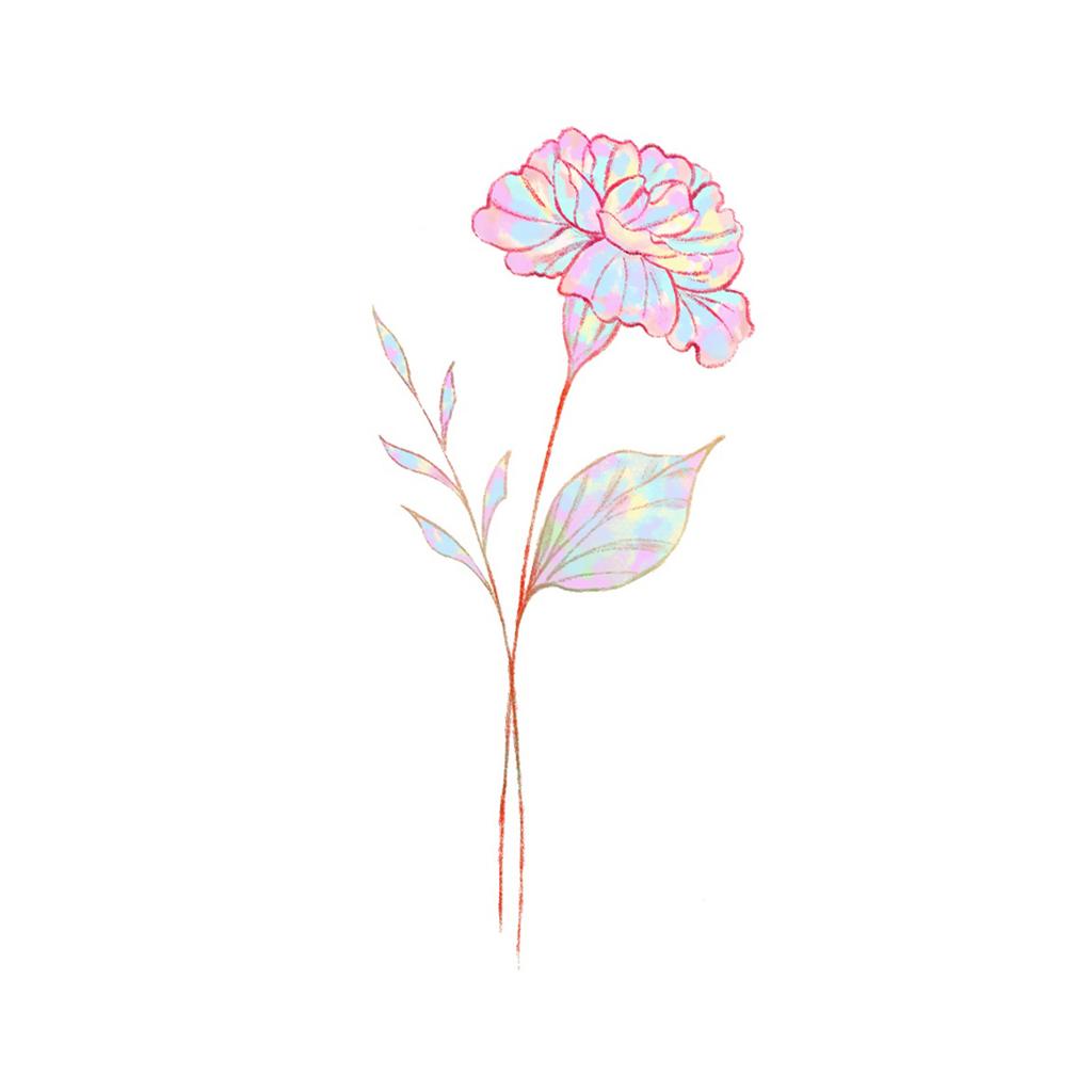 High-End Small Fresh Color Beautiful English Flower Hand Collarbone Simulation Flower Tattoo Sticker