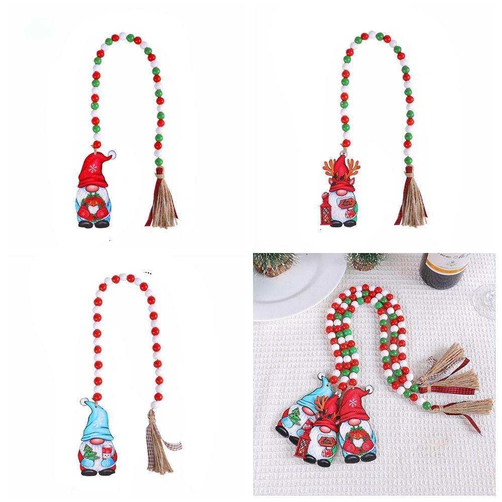 

Santa Claus Santa Claus Pendant With Hemp Rope Car Pendant Faceless Doll Wooden Beads New Year