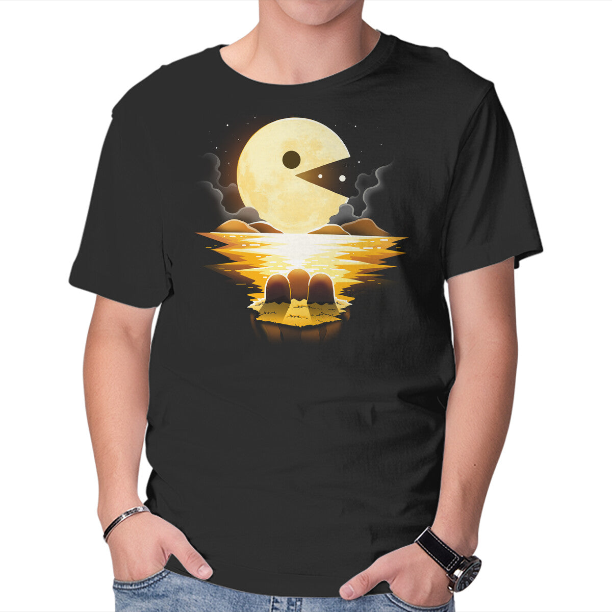 Unisex Crew Neck T-Shirt Gaming Moon Graphic Short Sleeve Casual Tee XXL