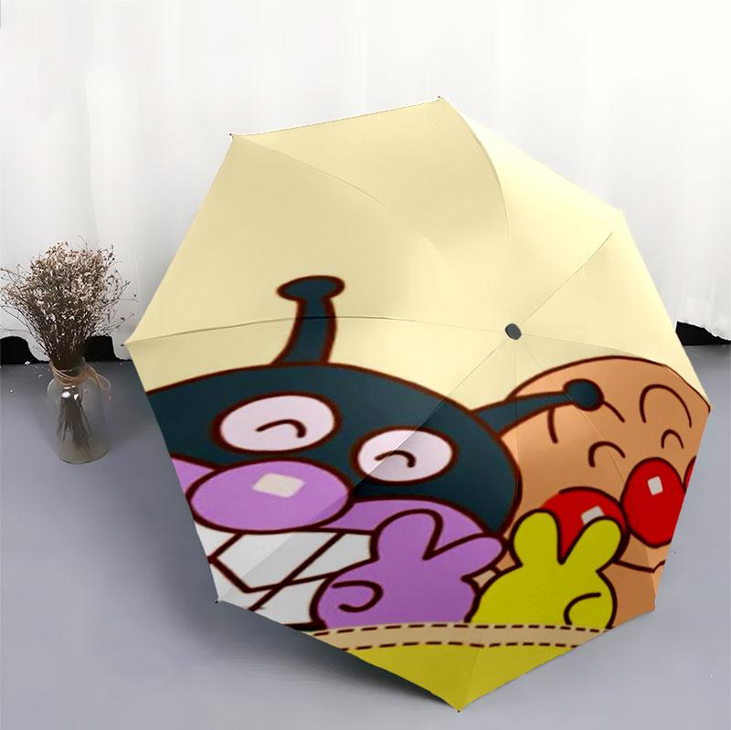 Kawaii Anpanman Cartoon Umbrella Portable Lightweight Travel Umbrella Anti-UV Sunshade Umbrella for Boys Girls