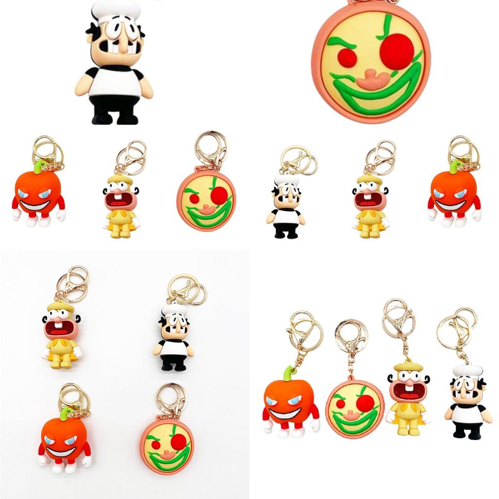 Pizza Tower Keychain Durable Plastic Pepper Pizza And Chef Pendant