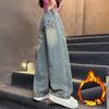 Autumn Winter  Children Insulated Jeans for Girl Baby Warm and Thick Thermal Denim Pants for Girls Trousers for Kids