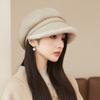 Thick Plush Octagonal Hat Women's British Solid Color Painter Hat Autumn Winter Newsboy Hat