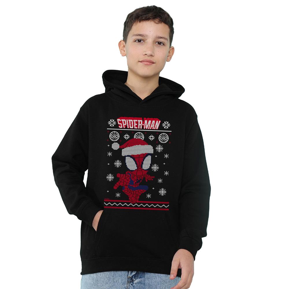 Spider-Man Childrens/Kids Snowflake Heather Christmas Hoodie